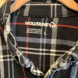 Wolverine Black and Red Plaid Casual Button Down Shirt